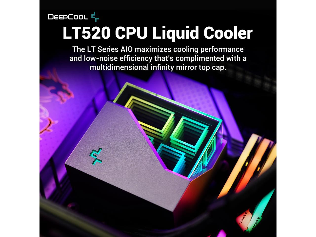 DeepCool LT520 Premium Liquid CPU Cooler, 240mm, High-Performance FK120 FDB Fans, Multidimensional Infinity Mirror Block 2