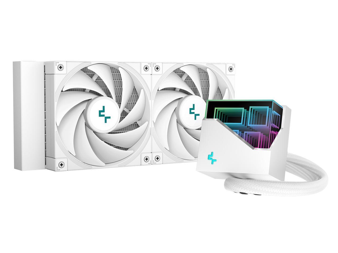 DeepCool LT520 WH Premium Liquid CPU Cooler, 240mm, High-Performance FK120 FDB Fans, Multidimensional Infinity Mirror Block 1