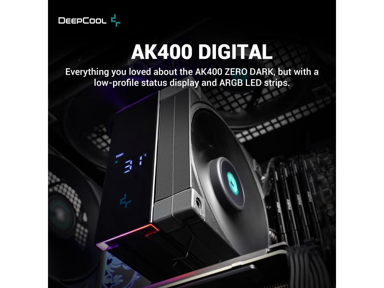 DeepCool AK400 DIGITAL Air Cooler, Single Tower, Real-Time CPU Status Screen, 4 Copper Heat Pipes, 220W Heat Dissipation, All Black Design 2