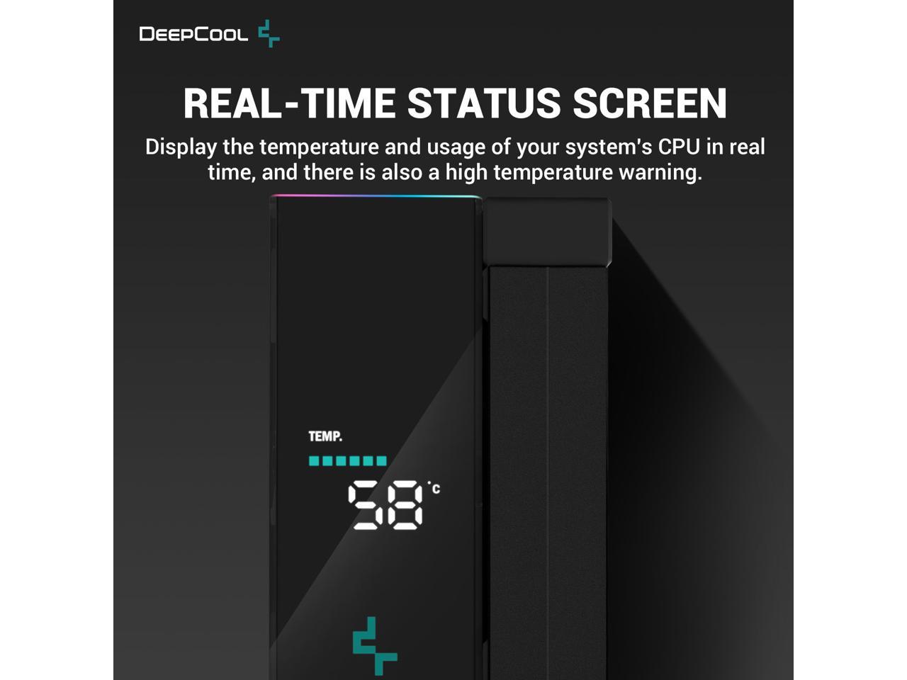 DeepCool AK400 DIGITAL Air Cooler, Single Tower, Real-Time CPU Status Screen, 4 Copper Heat Pipes, 220W Heat Dissipation, All Black Design 3