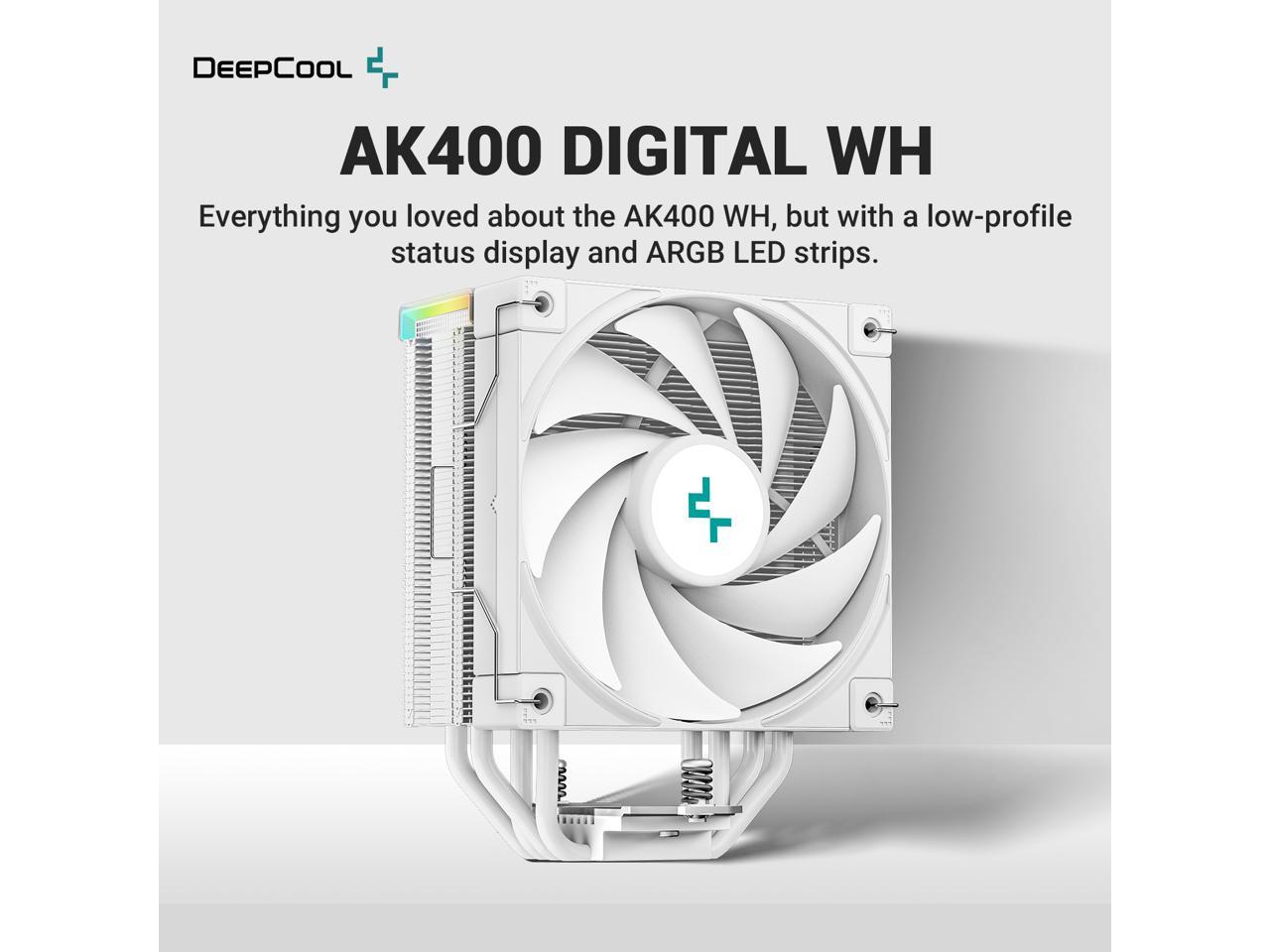 DeepCool AK400 DIGITAL WH Air Cooler, Single Tower, Real-Time CPU Status Screen, 4 Copper Heat Pipes, 220W Heat Dissipation, All White Design 2