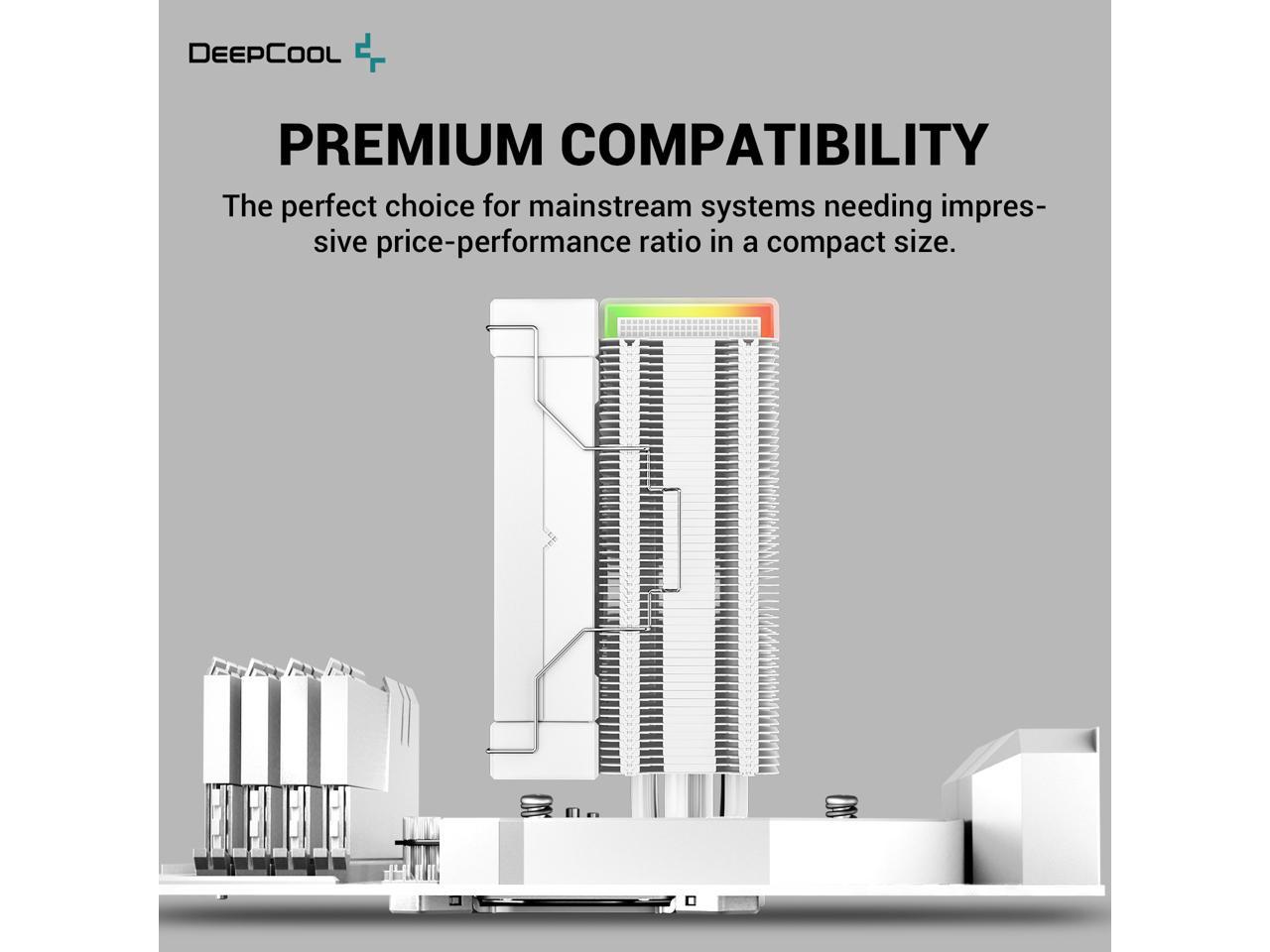 DeepCool AK400 DIGITAL WH Air Cooler, Single Tower, Real-Time CPU Status Screen, 4 Copper Heat Pipes, 220W Heat Dissipation, All White Design 4