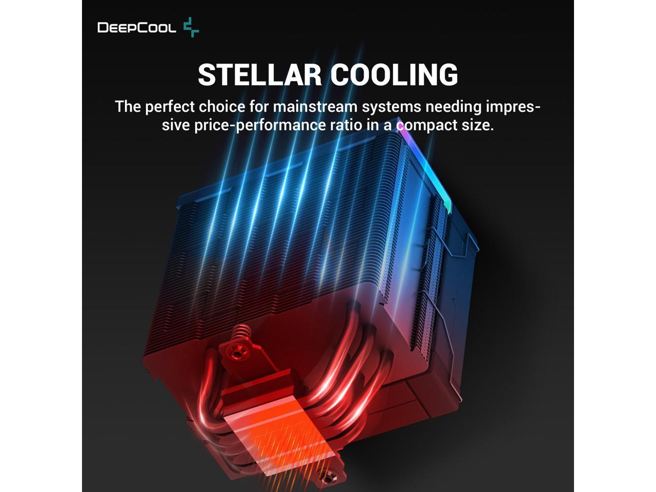 DeepCool AK500S DIGITAL Air Cooler, Single Tower, Real-Time CPU Status Screen, 5 Offset Copper Heat Pipes, All Black Design 4