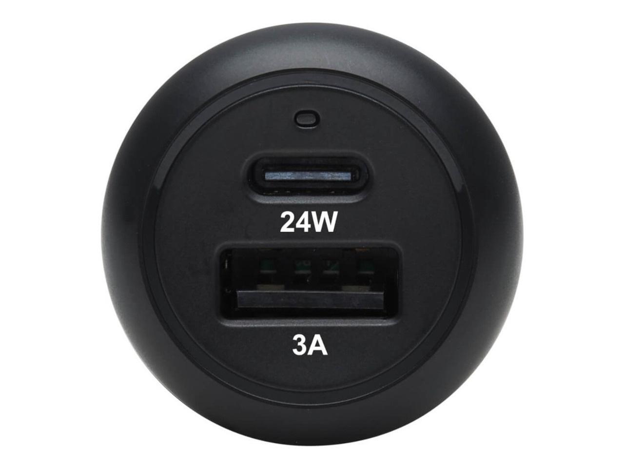 TRIPP LITE U280-C02-24W-1B USB CAR CHARGER DUAL-PORT 24W CHARGING USB C USB-A QC 3.0 BLACK 2