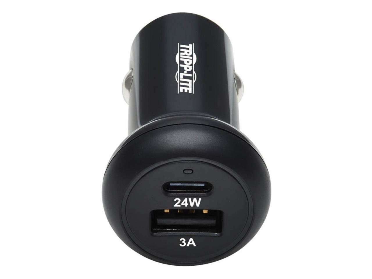 TRIPP LITE U280-C02-24W-1B USB CAR CHARGER DUAL-PORT 24W CHARGING USB C USB-A QC 3.0 BLACK 5