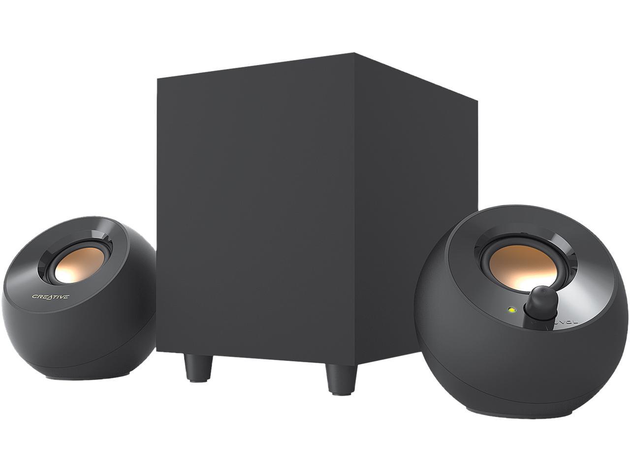 Creative Pebble Plus 2.1 USB-Powered Desktop Speakers with Powerful Down-Firing Subwoofer and Far-Field Drivers, Up to 8W RMS Total Power for Computer PCs and Laptops (Black) 1