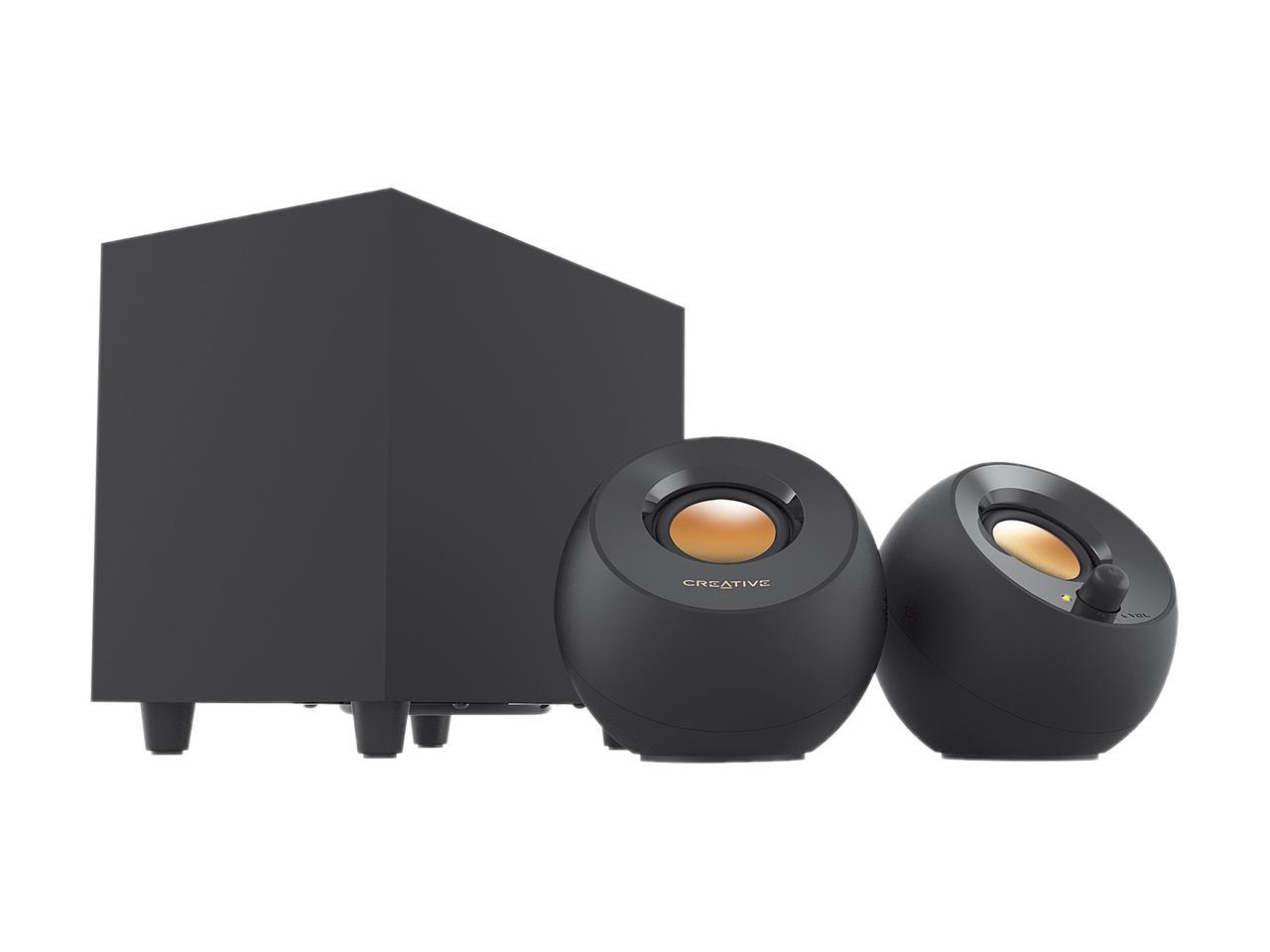 Creative Pebble Plus 2.1 USB-Powered Desktop Speakers with Powerful Down-Firing Subwoofer and Far-Field Drivers, Up to 8W RMS Total Power for Computer PCs and Laptops (Black) 2