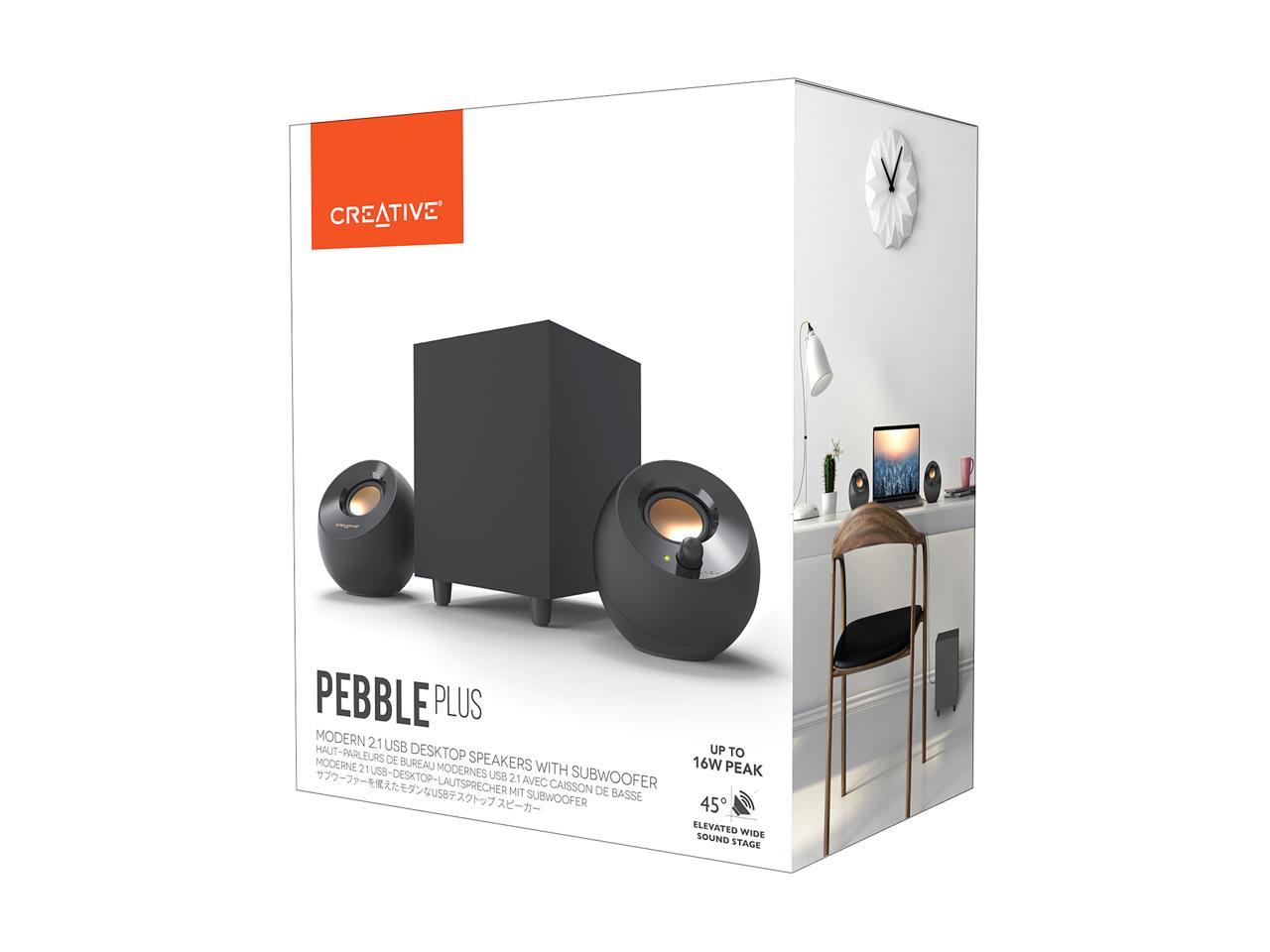 Creative Pebble Plus 2.1 USB-Powered Desktop Speakers with Powerful Down-Firing Subwoofer and Far-Field Drivers, Up to 8W RMS Total Power for Computer PCs and Laptops (Black) 3