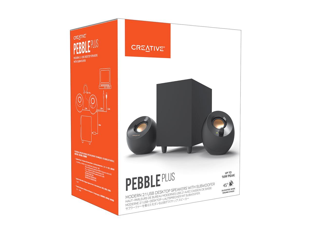 Creative Pebble Plus 2.1 USB-Powered Desktop Speakers with Powerful Down-Firing Subwoofer and Far-Field Drivers, Up to 8W RMS Total Power for Computer PCs and Laptops (Black) 4