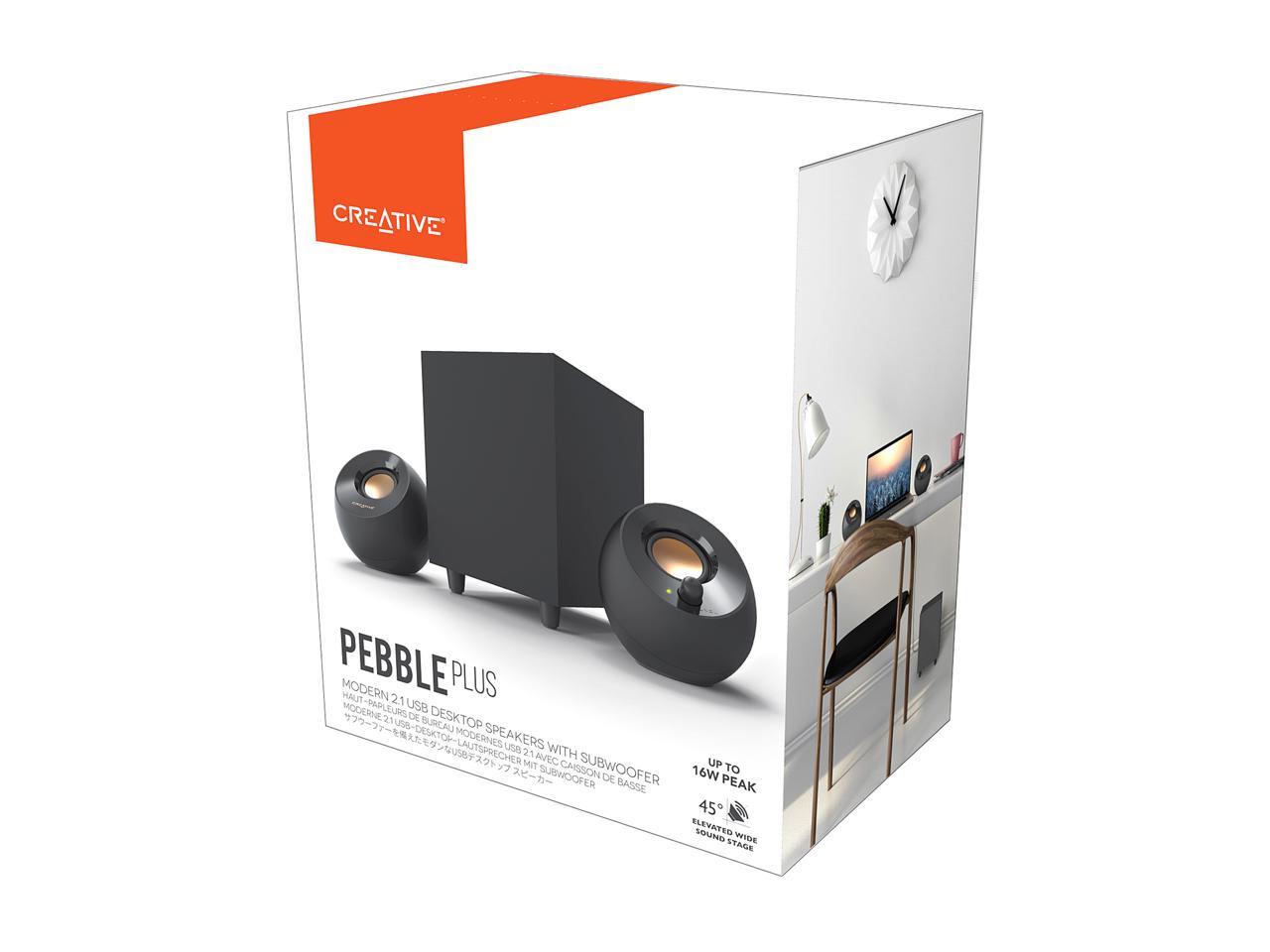 Creative Pebble Plus 2.1 USB-Powered Desktop Speakers with Powerful Down-Firing Subwoofer and Far-Field Drivers, Up to 8W RMS Total Power for Computer PCs and Laptops (Black) 5