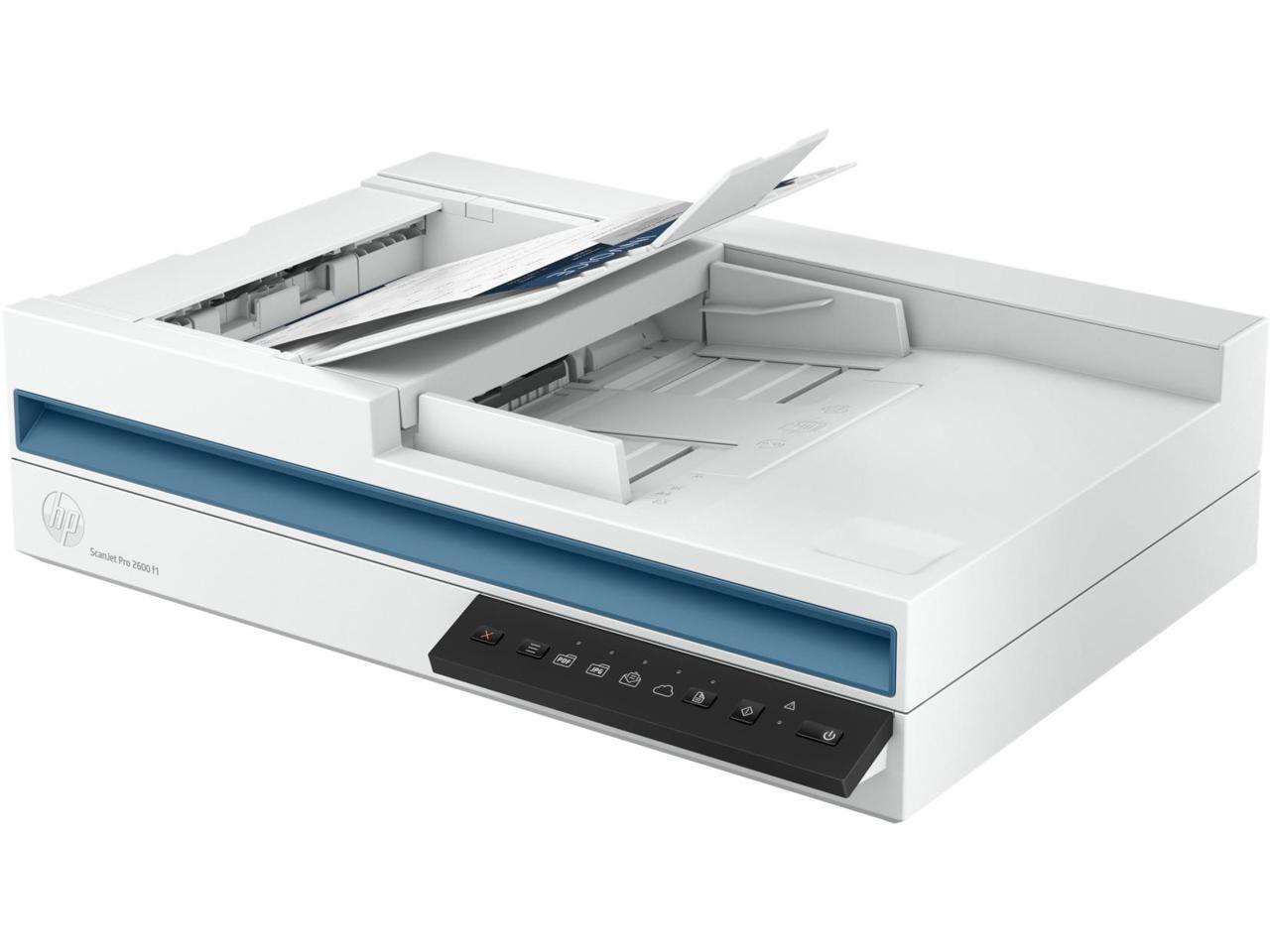 HP 20G05A#BGJ 24-bit (external), 48-bit (internal) CIS Up to 600 x 600 dpi (color and mono, ADF); Up to 1200 x 1200 dpi (color and mono, flatbed) ScanJet Pro 2600 f1 Scanner 5