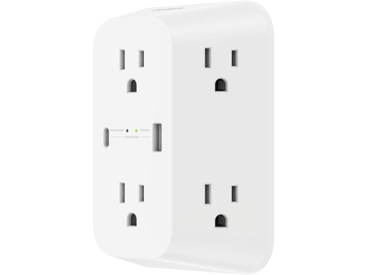 Belkin 6-Outlet Surge Protector Power Strip, Wall-Mountable with 6 AC Outlets, Overvoltage Protection, LED Indicator - USB-C Port & USB-A Port w/USB-C PD Fast Charging - 1680 Joules of Protection 1