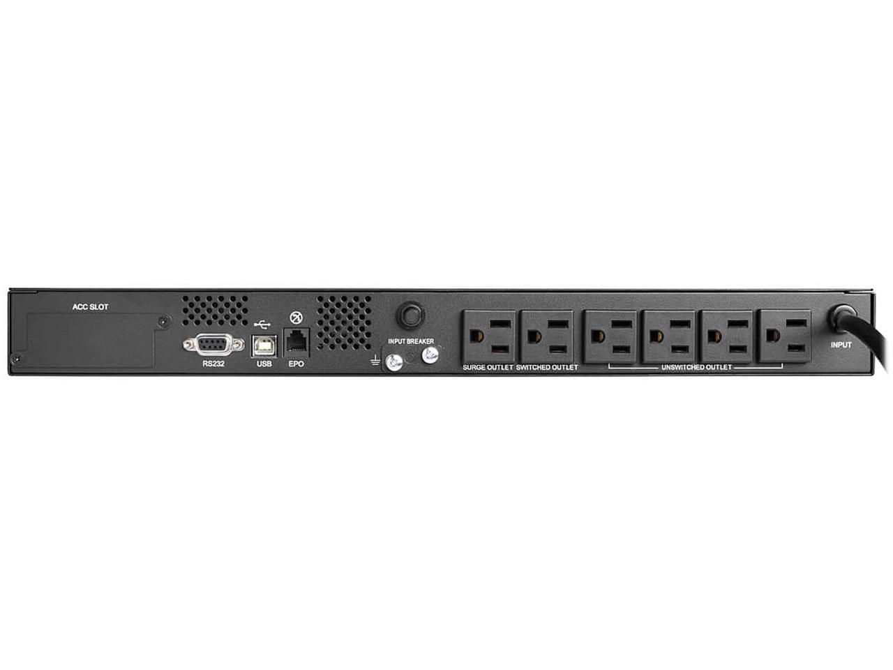 Tripp Lite SMART500RT1U Smart Pro 500 VA 300 Watts 1U Rackmount 7 Outlets Line Interactive UPS 2