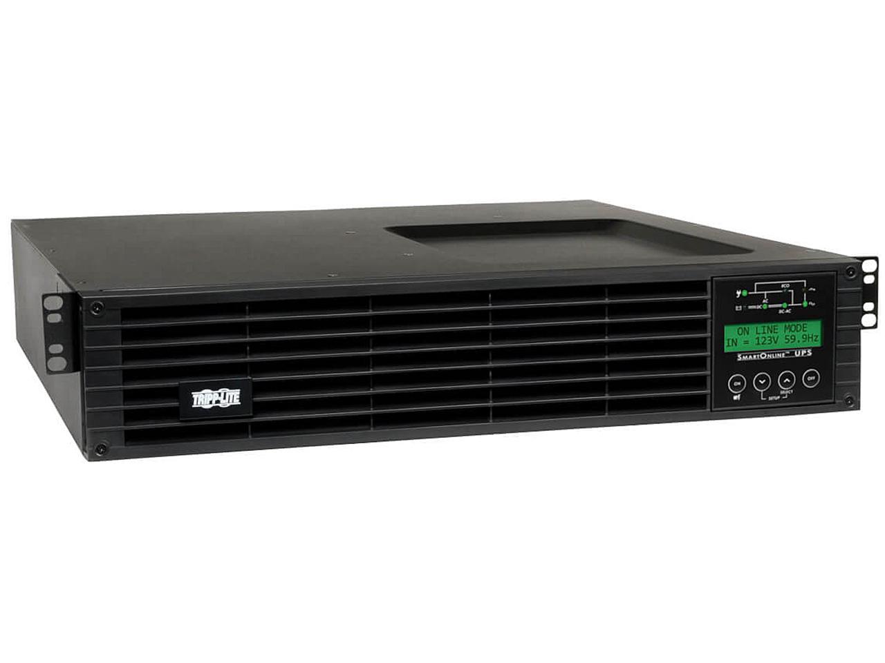 Tripp Lite Smart Online 2.2kVA UPS Back Up, Double-Conversion, 120V 1.8kW 2U, Extended Run, Network Card Slot, LCD, USB, DB9 (SU220RTXLCD2U) 1