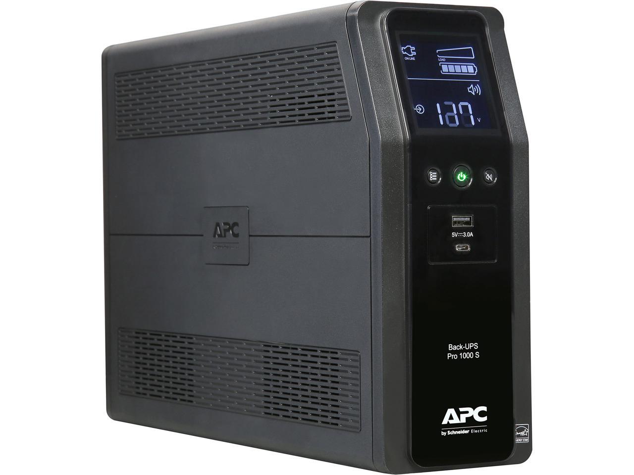 APC BR1000MS 1000 VA Pure SineWave 10 Outlets 2 USB Charging Ports Back-UPS Pro Battery Backup 1