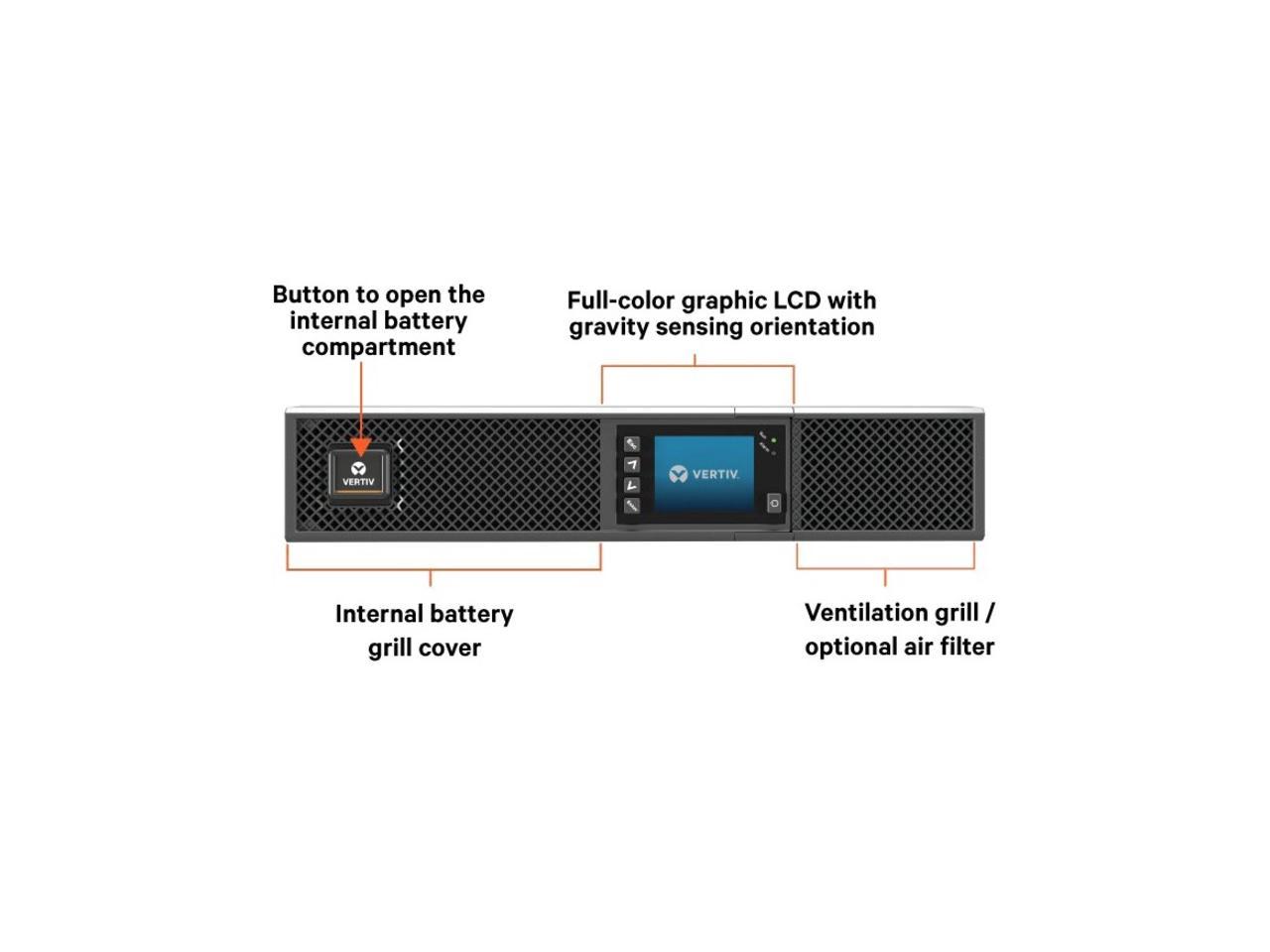 Vertiv Liebert GXT5 1500VA 120V UPS with SNMP/Webcard 2U Rack/Tower - 3 Hour Recharge - 5 Minute Stand-by - 120 V AC Input - 120 V AC Output - 6 x NEMA 5-15P 2