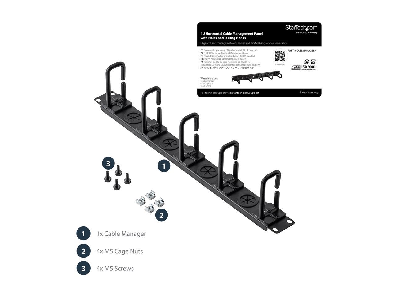 StarTech.com 1U Server Rack Cable Management Panel - Cable Manager 2