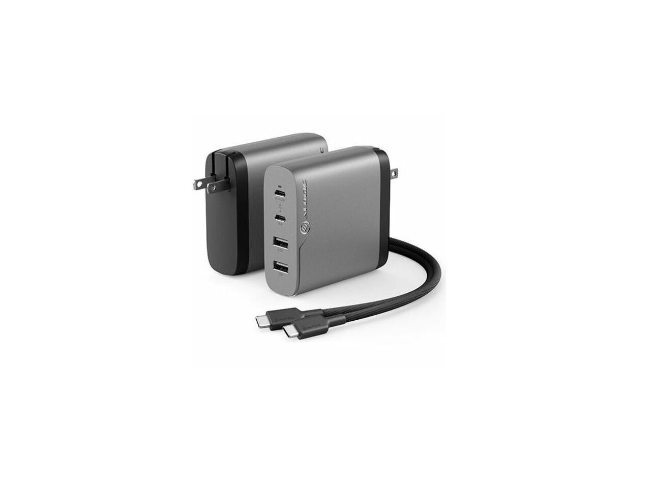 Alogic WCG4X100SGR-US 4X100 Rapid Power 4 Port 100W GaN Wall Charger - Space Grey - Includes 2m 100W USB-C Charging Cable 1