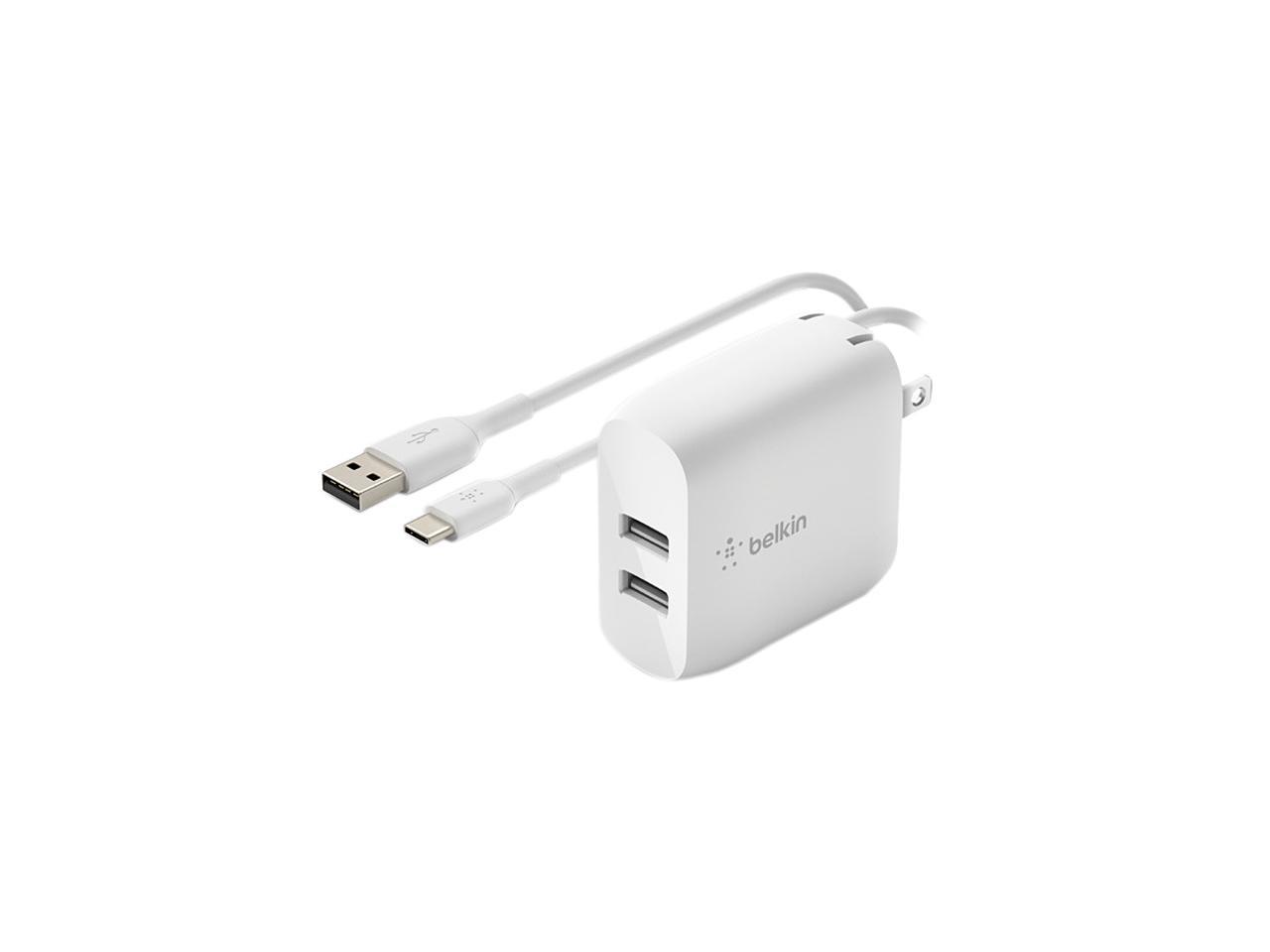 BELKIN WCE001dq1MWH White BOOST CHARGE Dual USB-A Wall Charger 24W + USB-A to USB-C Cable 1