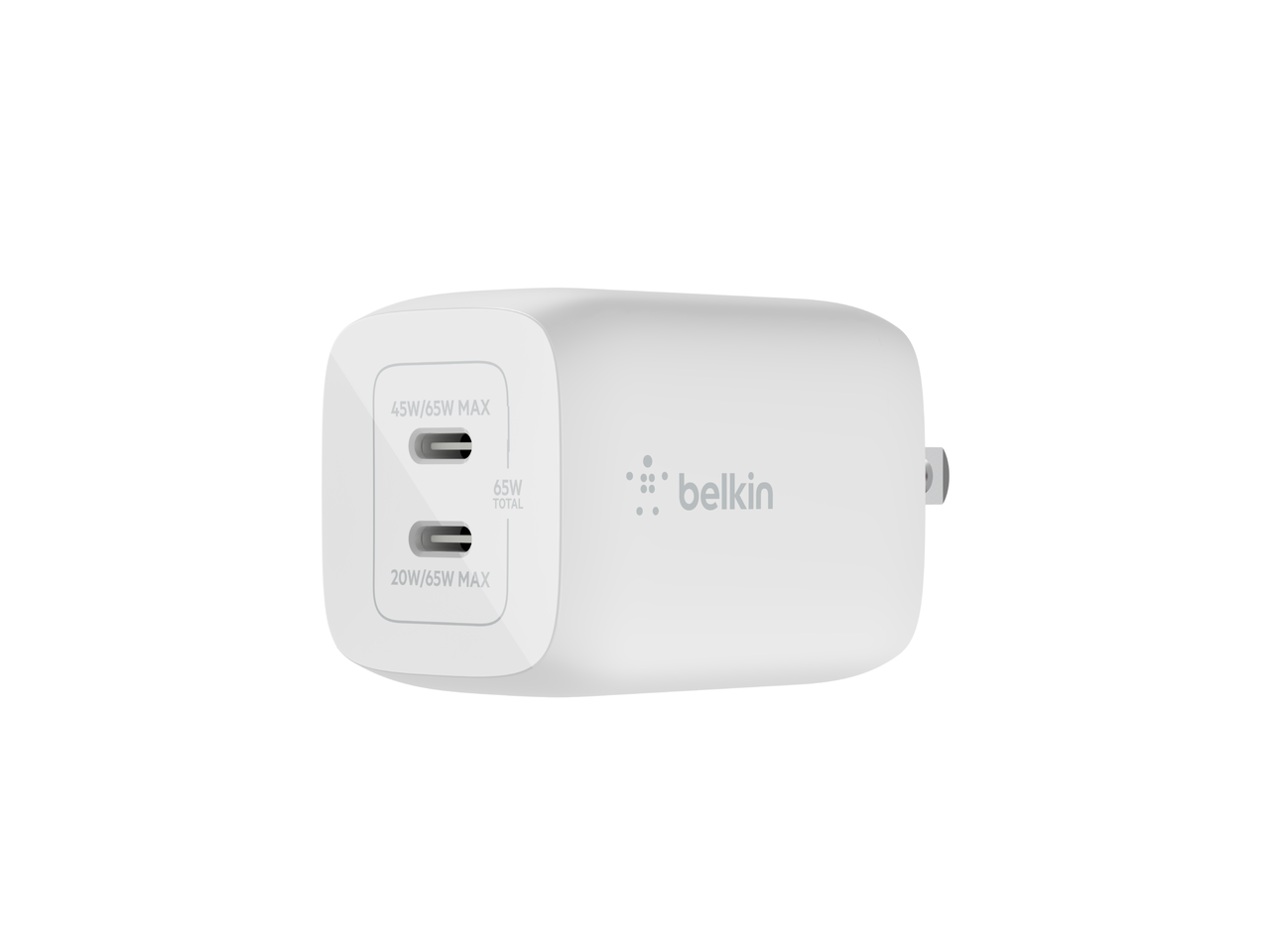 Belkin  BoostCharge Pro Dual USB-C GaN Wall Charger with PPS 65W WCH013DQWH 1