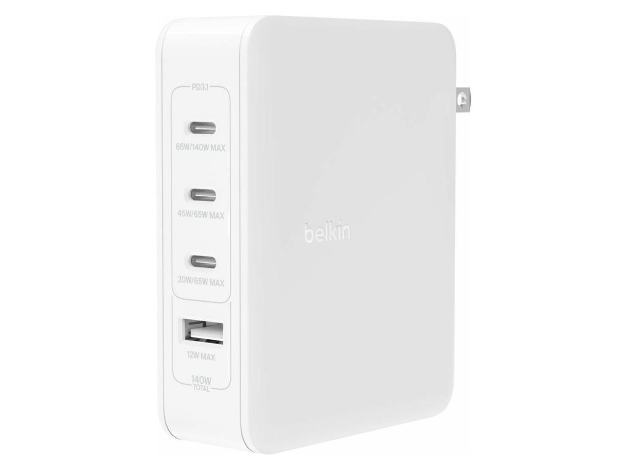 Belkin 140W 4-Port GaN Wall Charger, Multi-Port Charger Block w/USB-C Power Delivery Fast Charge & USB-A Port, Universal 1