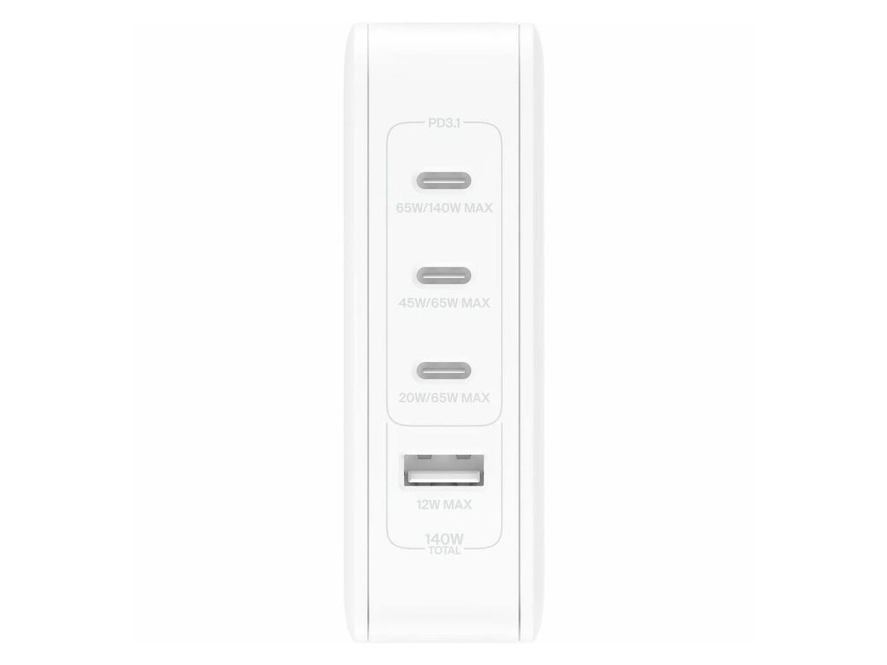 Belkin 140W 4-Port GaN Wall Charger, Multi-Port Charger Block w/USB-C Power Delivery Fast Charge & USB-A Port, Universal 3