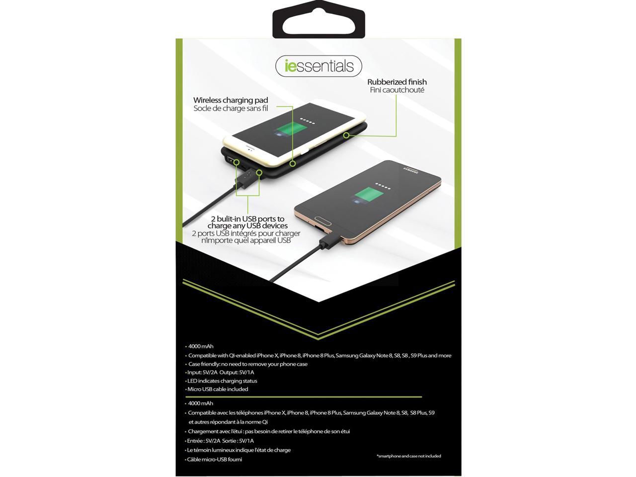 iEssentials IEN-WCP Black Wireless Charging Pad with Dual USB 5