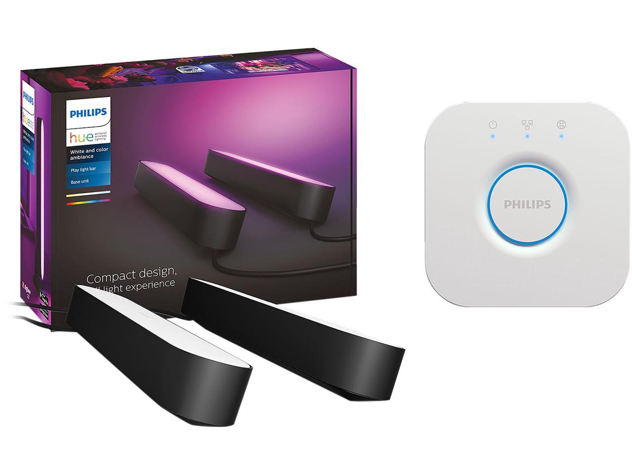 Philips Hue 7820230U7-KIT Kit Play White & Color Smart Light, Philips Hue Stand Alone Bridge 1