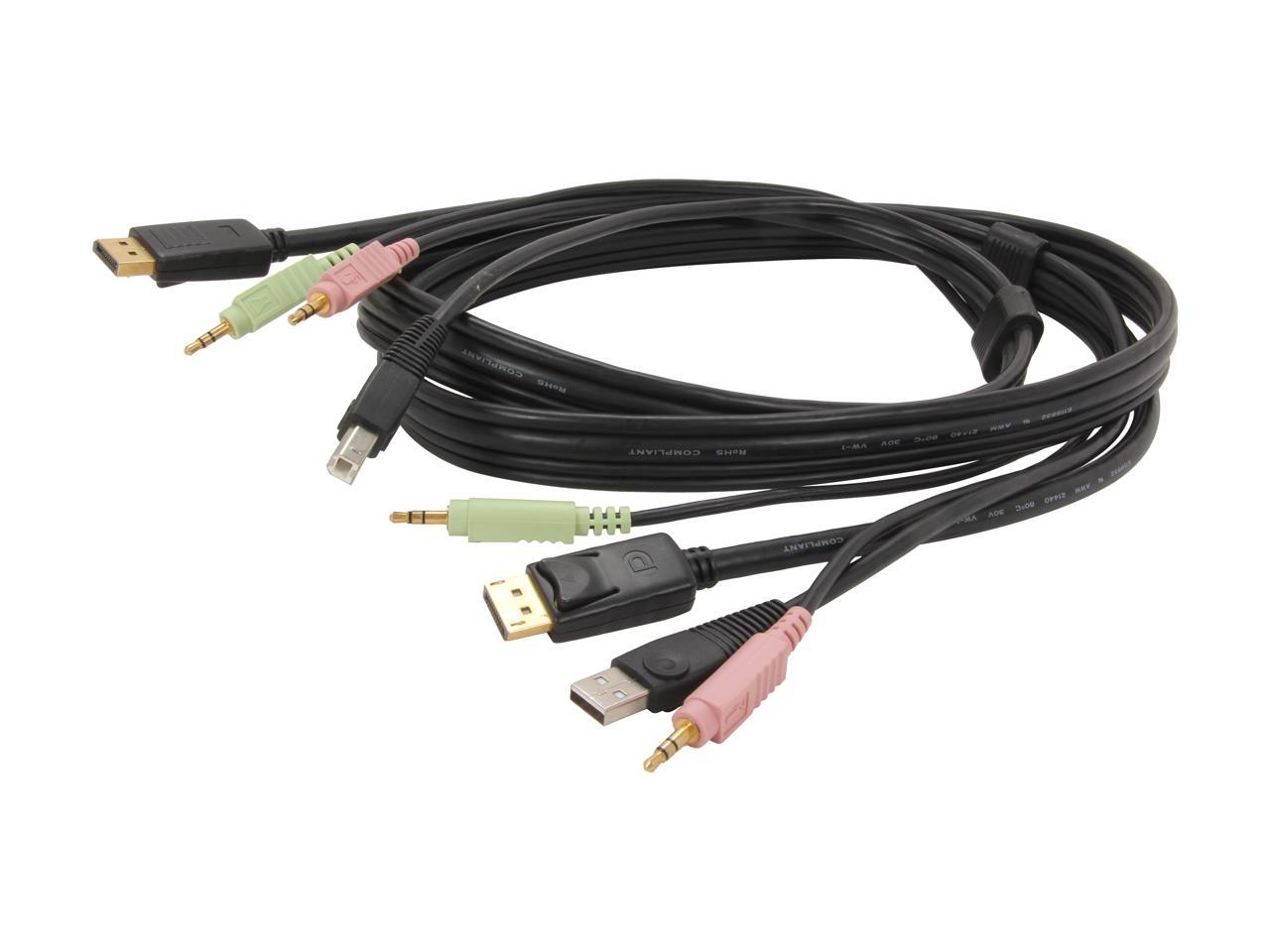 StarTech.com 6 ft. -in-1 USB DisplayPort KVM Switch Cable w/ Audio & Microphone DP4N1USB6 2