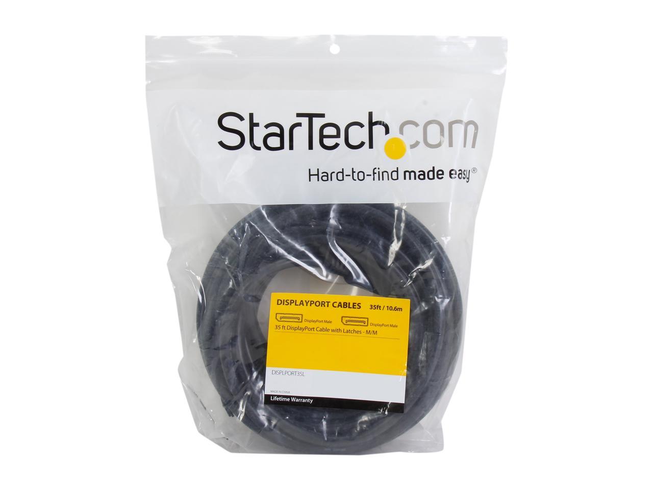 StarTech.com DISPLPORT35L 35 ft. Black Connector A: 1 - DisplayPort Male  Connector B: 1 - DisplayPort Male DisplayPort Cable with Latches Male to Male 3