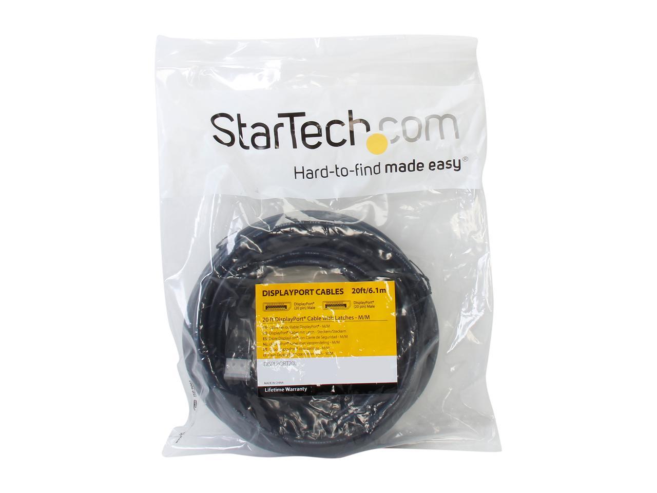 StarTech.com DISPLPORT20L 20 ft Black DisplayPort Cable with Latches - M/M Male to Male 3