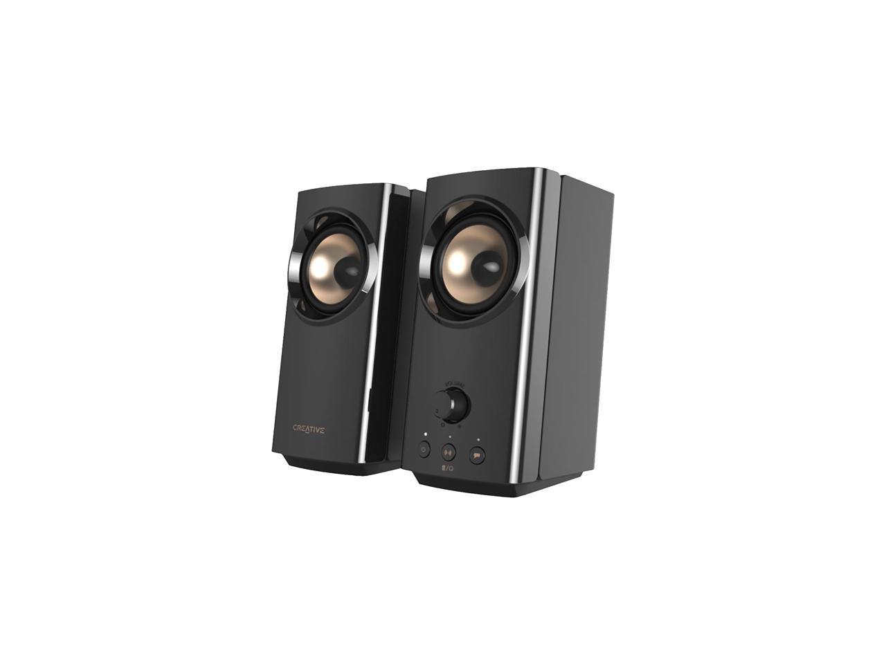 Creative T60 2.0 Compact Hi-Fi Desktop Speakers with Clear Dialog and Surround by Sound Blaster, USB-C Audio, Mic and Headset Ports, Bluetooth 5.0, Up to 60W Peak Power, for Computers and Laptops 1