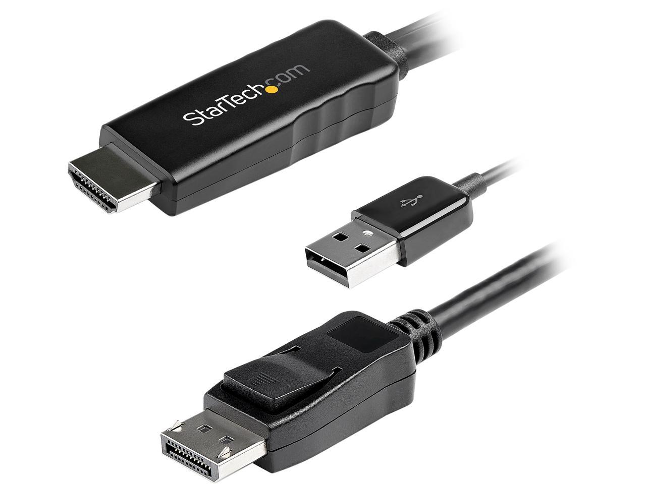 StarTech.com HD2DPMM2M 2m (6.6 ft.) HDMI to DisplayPort Adapter Cable with USB Power - 4K 30Hz Active HDMI 1.4 to DP 1.2 Converter (HD2DPMM2M) 1