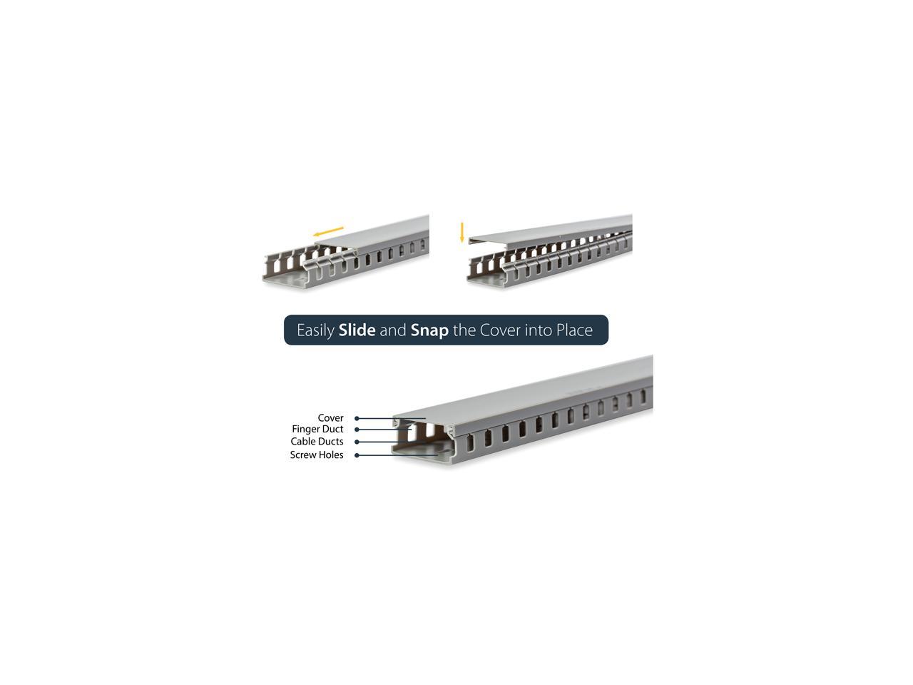 StarTech.com AD105X1 2inx1in Open Slot Wiring Cable Raceway Duct with Cover, Gray - 5.6 ft. 4