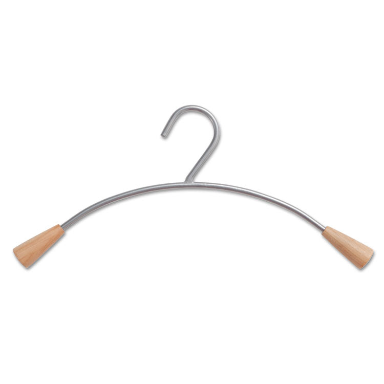 Metal and Wood Coat Hangers, 16.8", Metallic Gray/Mahogany, 6/Set 1