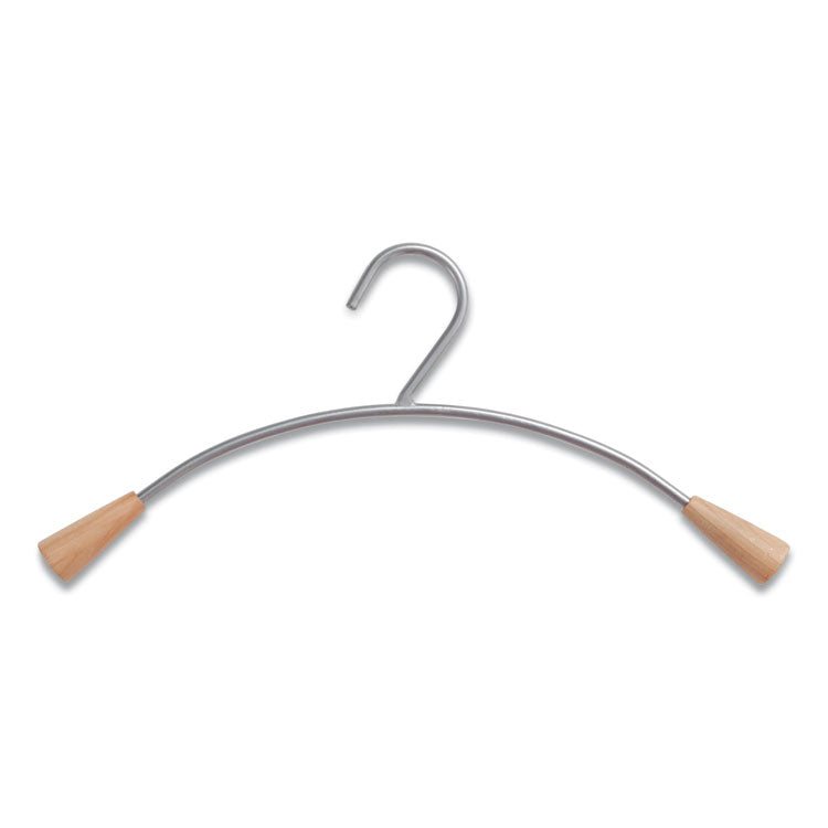 Metal and Wood Coat Hangers, 16.8", Metallic Gray/Mahogany, 6/Set 4