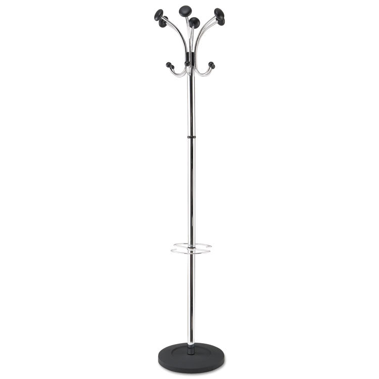 Chromy Coat Stand, 12 Knobs, 16w X 16d X 70.5h, Chrome/black 1