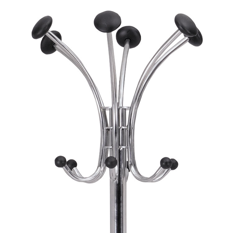 Chromy Coat Stand, 12 Knobs, 16w X 16d X 70.5h, Chrome/black 2