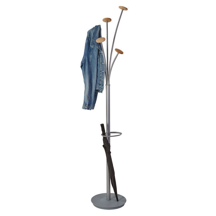 Festival Coat Stand with Umbrella Holder, Five Knobs, 13.97 x 14 x 73.62, Gray 2