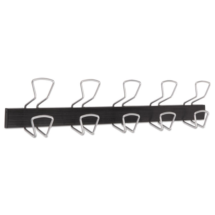 Wall-Mount Coat Hooks, 29.92 x 2.95 x 6.45, Metal, Silver, 22 lb Capacity 1