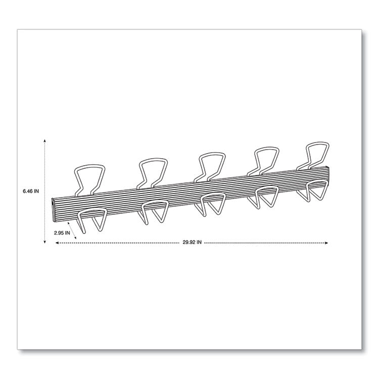 Wall-Mount Coat Hooks, 29.92 x 2.95 x 6.45, Metal, Silver, 22 lb Capacity 3