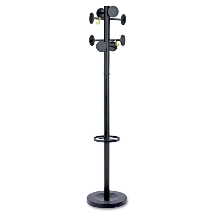 Stan3 Steel Coat Rack, Stand Alone Rack, Eight Knobs, 15w X 15d X 69.3h, Black 1