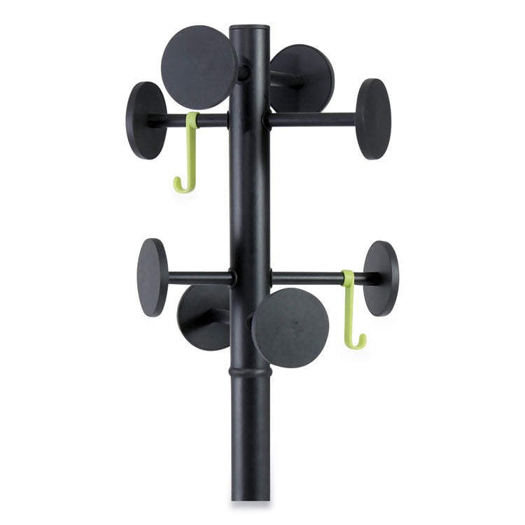 Stan3 Steel Coat Rack, Stand Alone Rack, Eight Knobs, 15w X 15d X 69.3h, Black 6