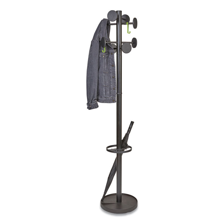 Stan3 Steel Coat Rack, Stand Alone Rack, Eight Knobs, 15w X 15d X 69.3h, Black 2