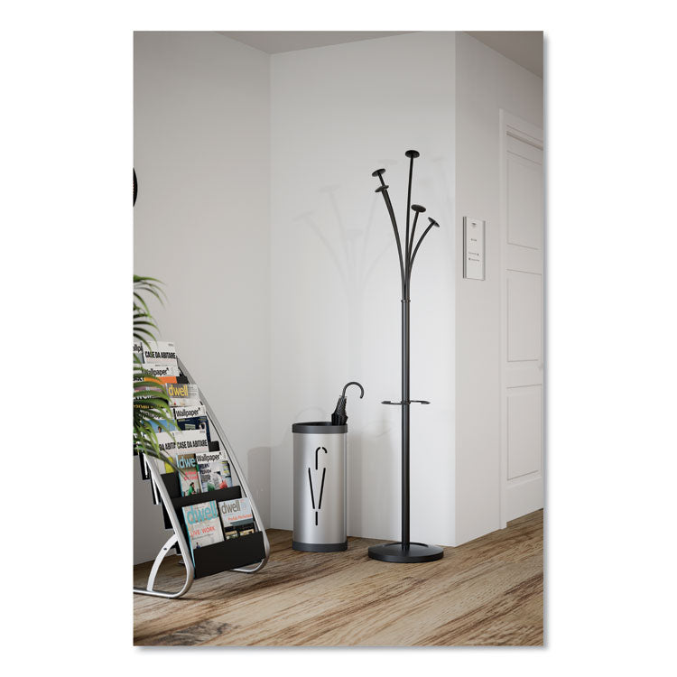 Triangular Umbrella Stand, Steel, 10.25w x 10.25d x 23.67h, Silver/Black 5