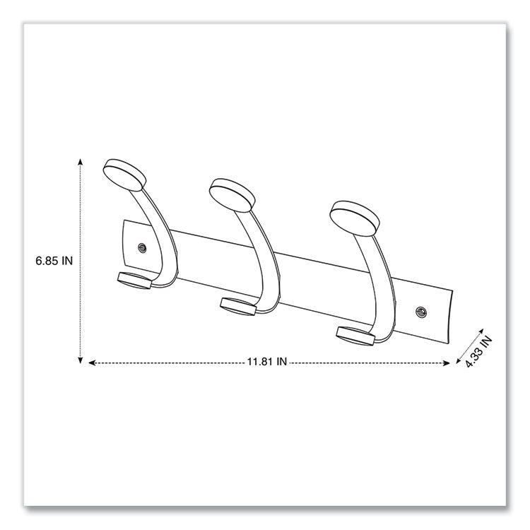 Wooden Coat Hook, Three Wood Peg Wall Rack, Brown/Silver, 45 lb Capacity 2