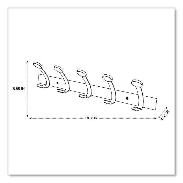 Wooden Coat Hook, Five Wood Peg Wall Rack, Brown/Silver, 45 lb Capacity 2