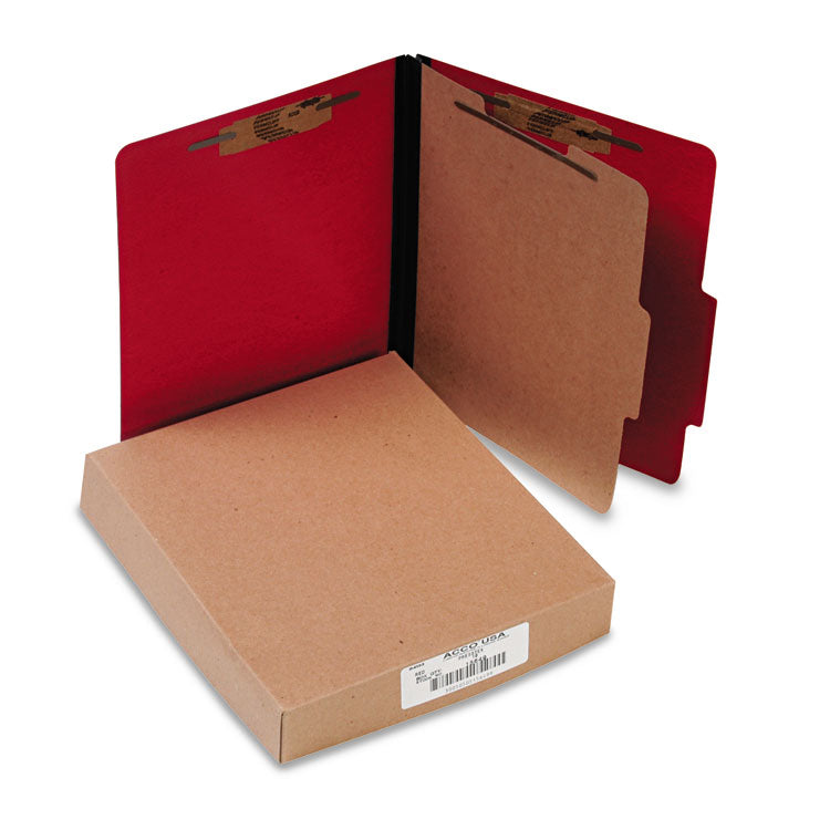 ColorLife PRESSTEX Classification Folders, 2" Expansion, 1 Divider, 4 Fasteners, Letter Size, Executive Red Exterior, 10/Box 1