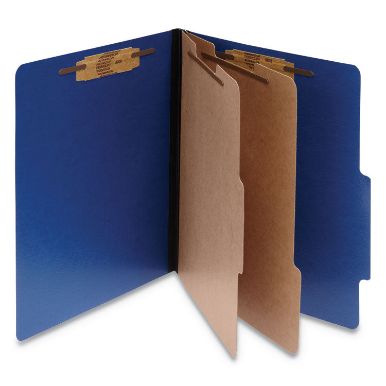 ColorLife PRESSTEX Classification Folders, 3" Expansion, 2 Dividers, 6 Fasteners, Letter Size, Dark Blue Exterior, 10/Box 1