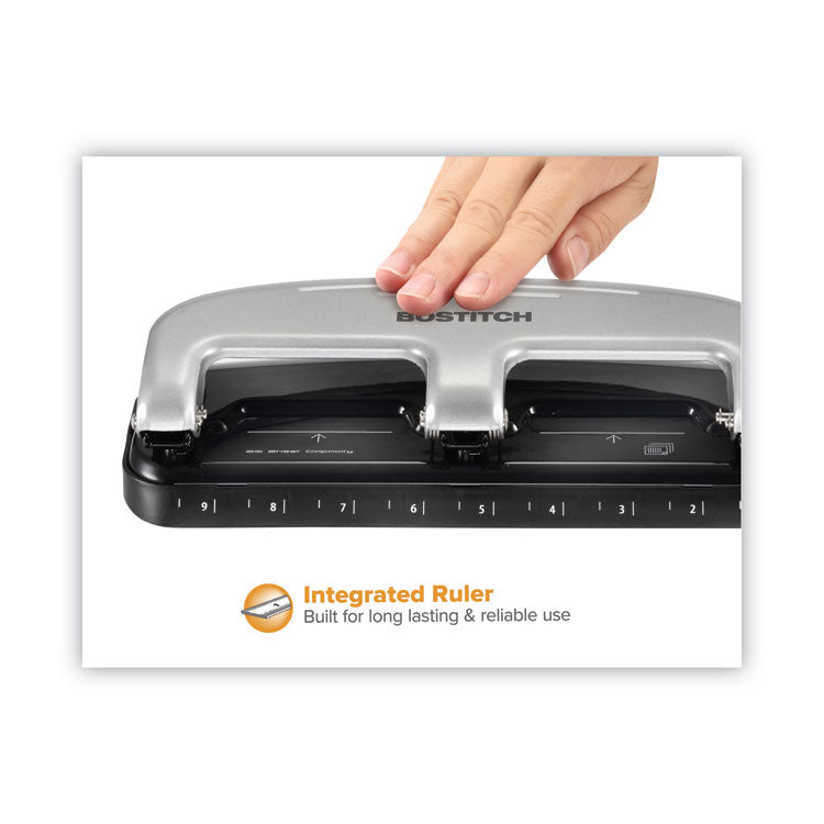 20-Sheet Ez Squeeze Three-Hole Punch, 9/32" Holes, Black/silver 6